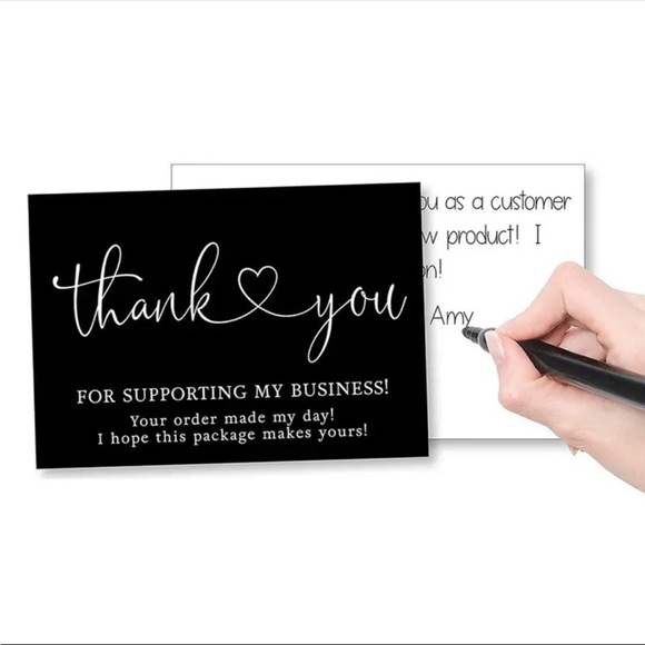 (23) Set of 25 Thank You Cards for Small Businesses, Black - Picture 2 of 2